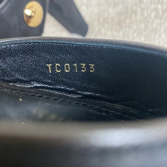 Louis Vuitton Nubuck Gold Button D’Orsay Platform Peeptoe Block Heel Sandal 41 - Picture 13 of 13